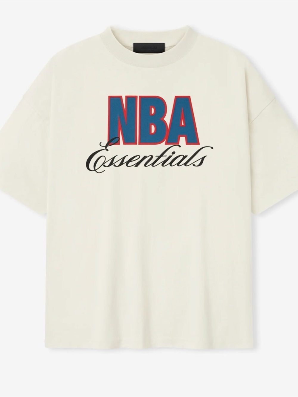 Essentials Cream Short Sleeve Tee with Blue & Red NBA Logo
